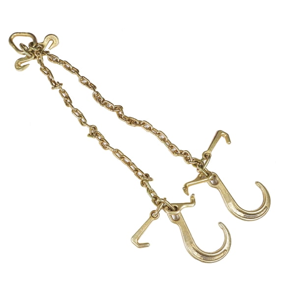 EPOTOOR V-Chain Bridle w/ 8" Medium J Hooks, T- Hook & J-Hook w/Grab Hooks 5/16''x3' G70