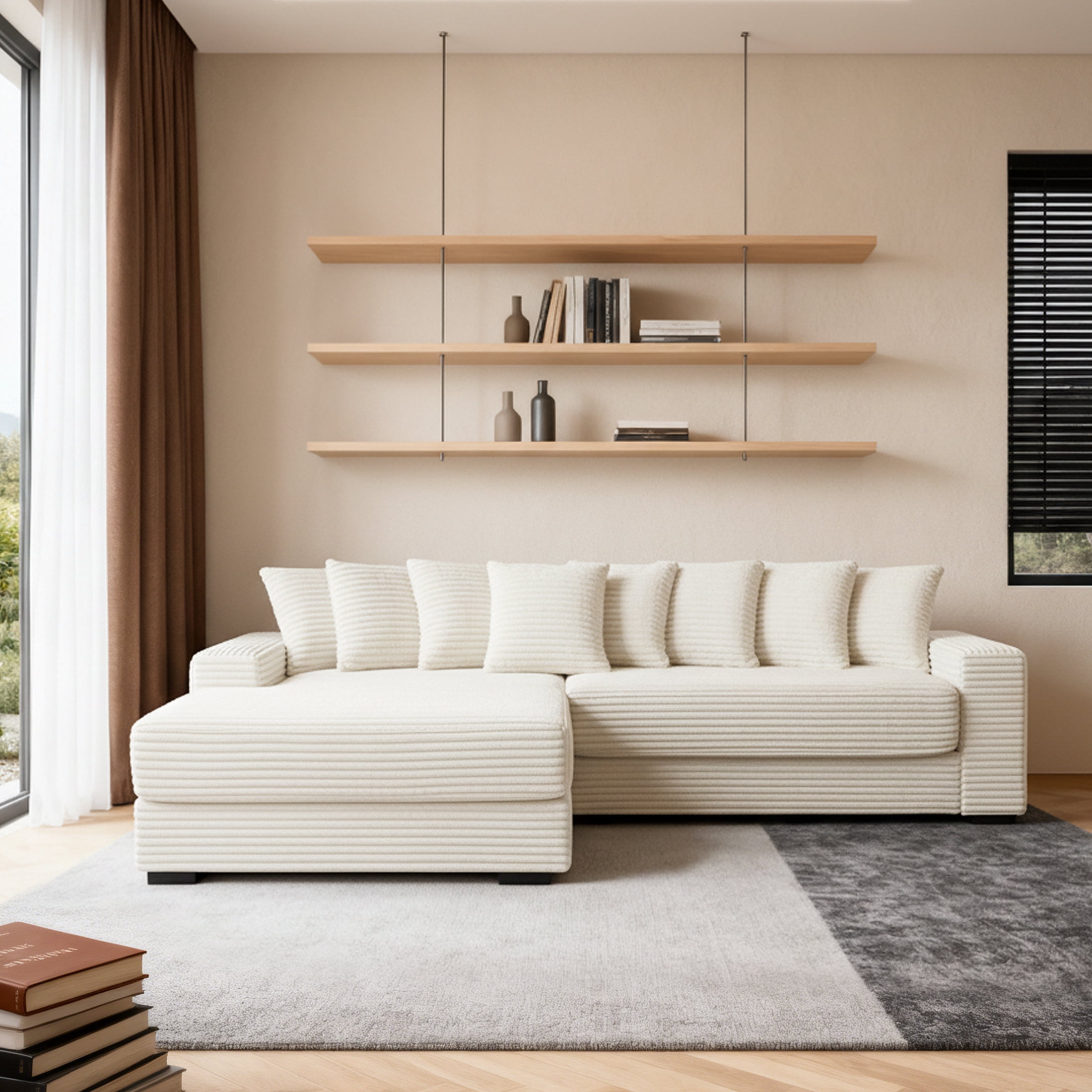 EPOWP Modular Sectional Sofa with 8 Pillows, 111" L Shaped Deep-Seating ...
