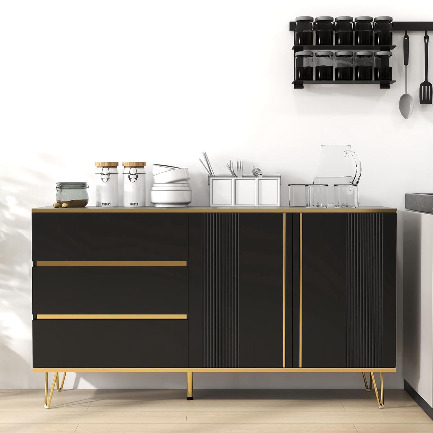 EPOWP Accent Sideboard Buffet Serving with 2 Doors and 3 Draws