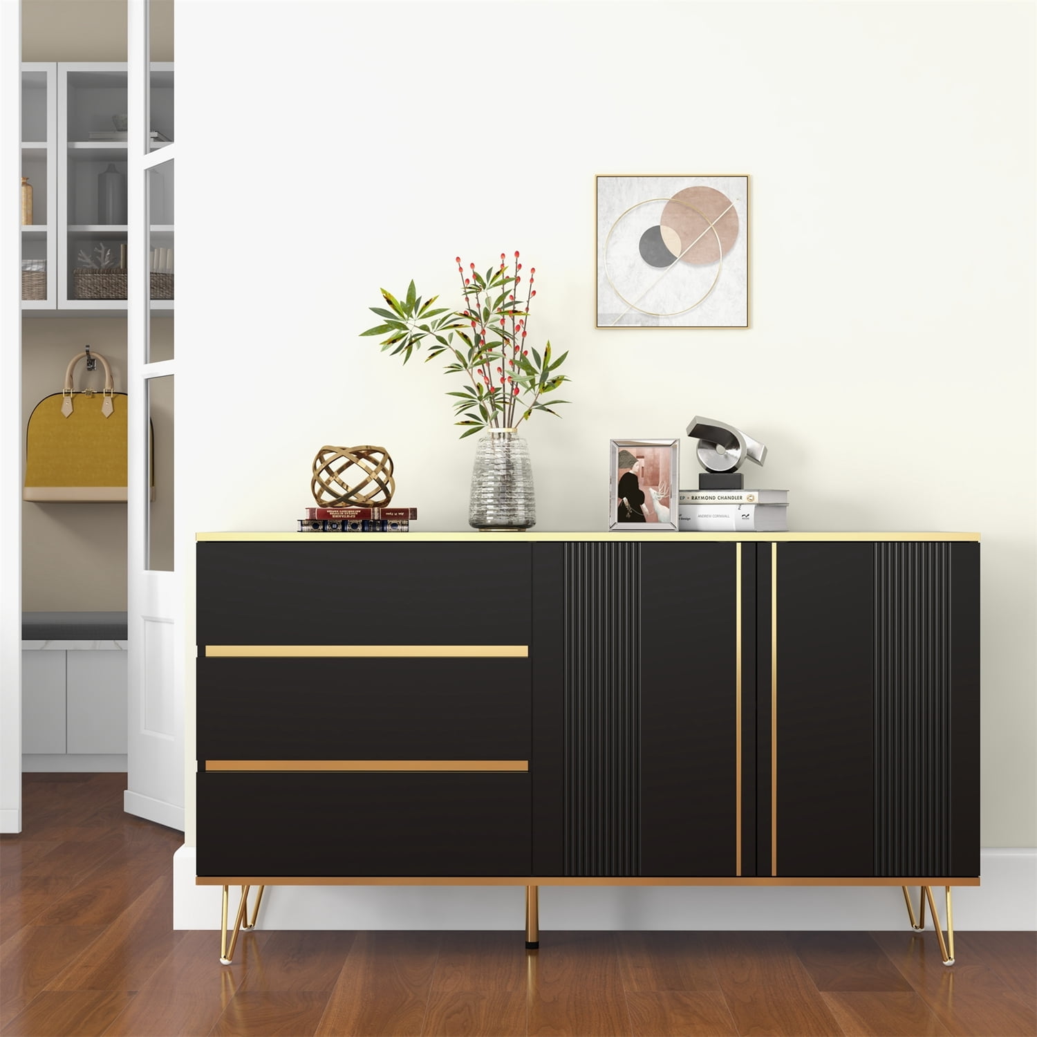 EPOWP Accent Sideboard Buffet Serving with 2 Doors and 3 Draws