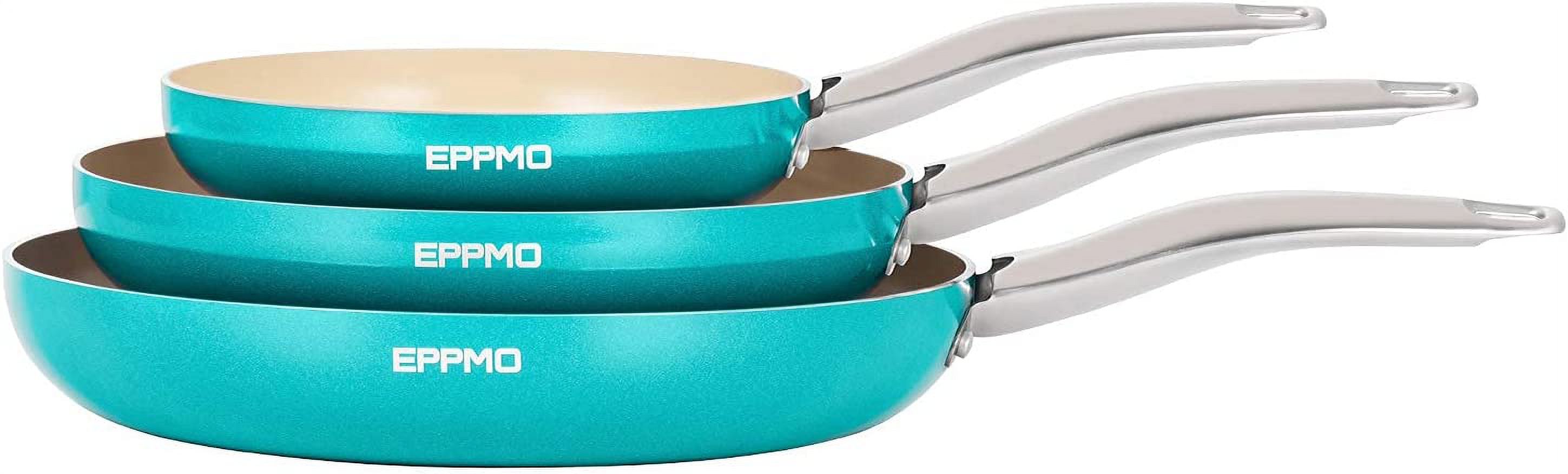 EPPMO Ceramic Nonstick Skillet Set for Kitchen, Healthy NonToxic Open