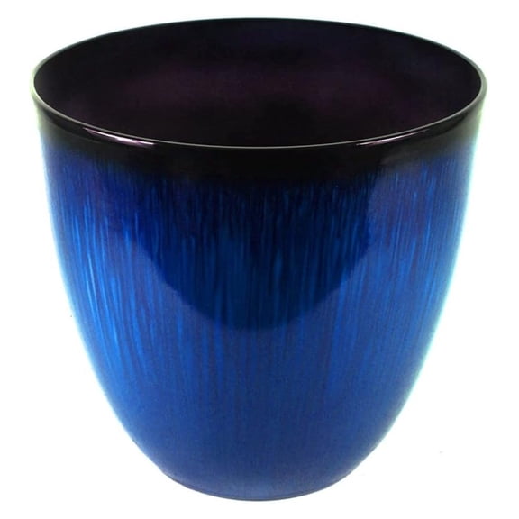 (EPR15-204) Large Egg Shaped Planter - Modern Indoor & Outdoor Decorative Flower Pot/Box (15 Inch, Blue Flower)