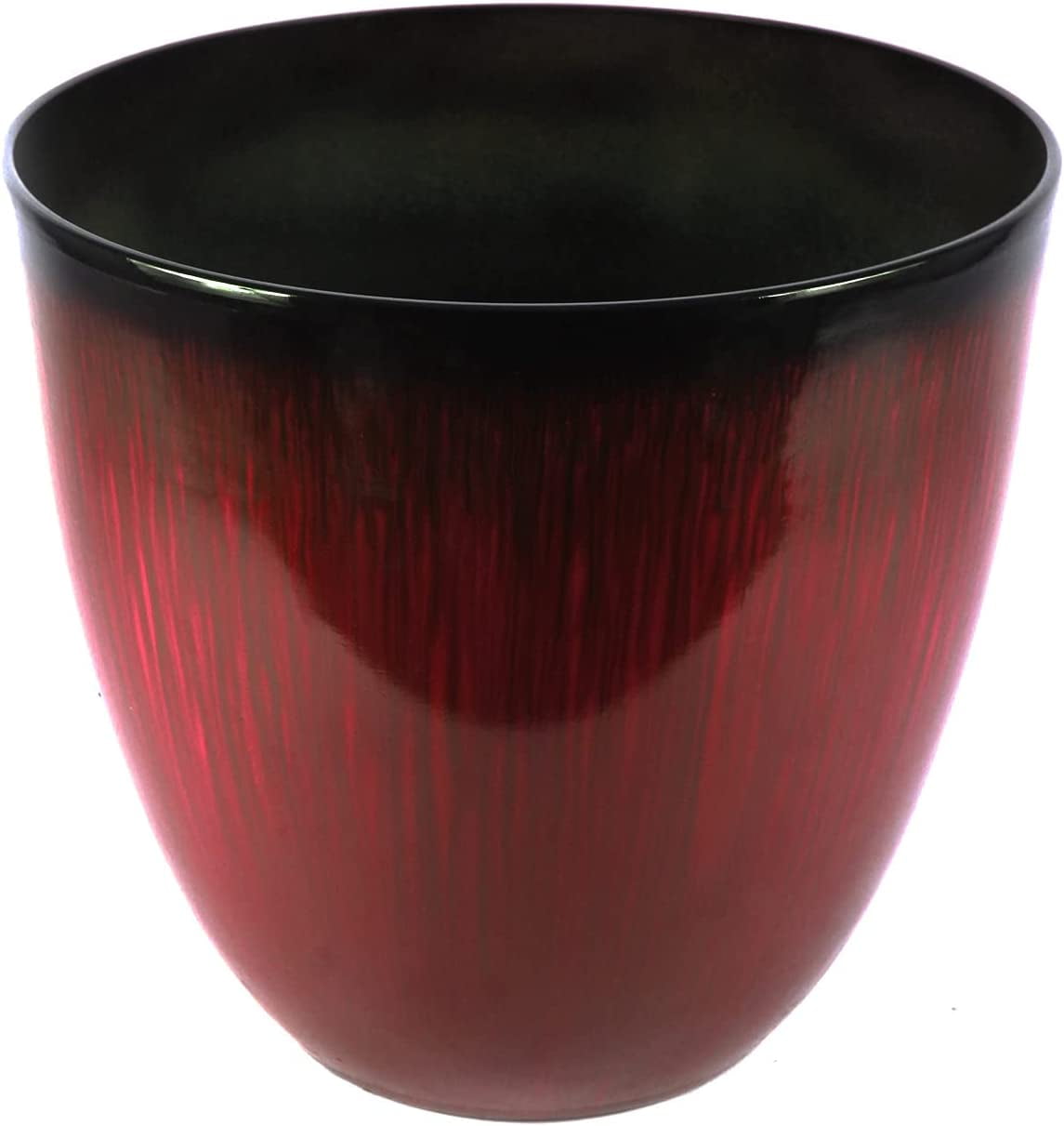 (EPR15-206 Large Egg Shaped Planter - Modern Indoor & Outdoor Decorative Flower Pot/Box (15 Inch, Red Flower)