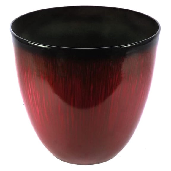 (EPR15-206) Large Egg Shaped Planter - Modern Indoor & Outdoor Decorative Flower Pot/Box (15 Inch, Red Flower)