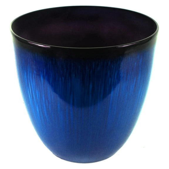 (EPR18-105 Large Egg Shaped Planter - Modern Indoor & Outdoor Decorative Flower Pot/Box (18 Inch, Blue Flower)