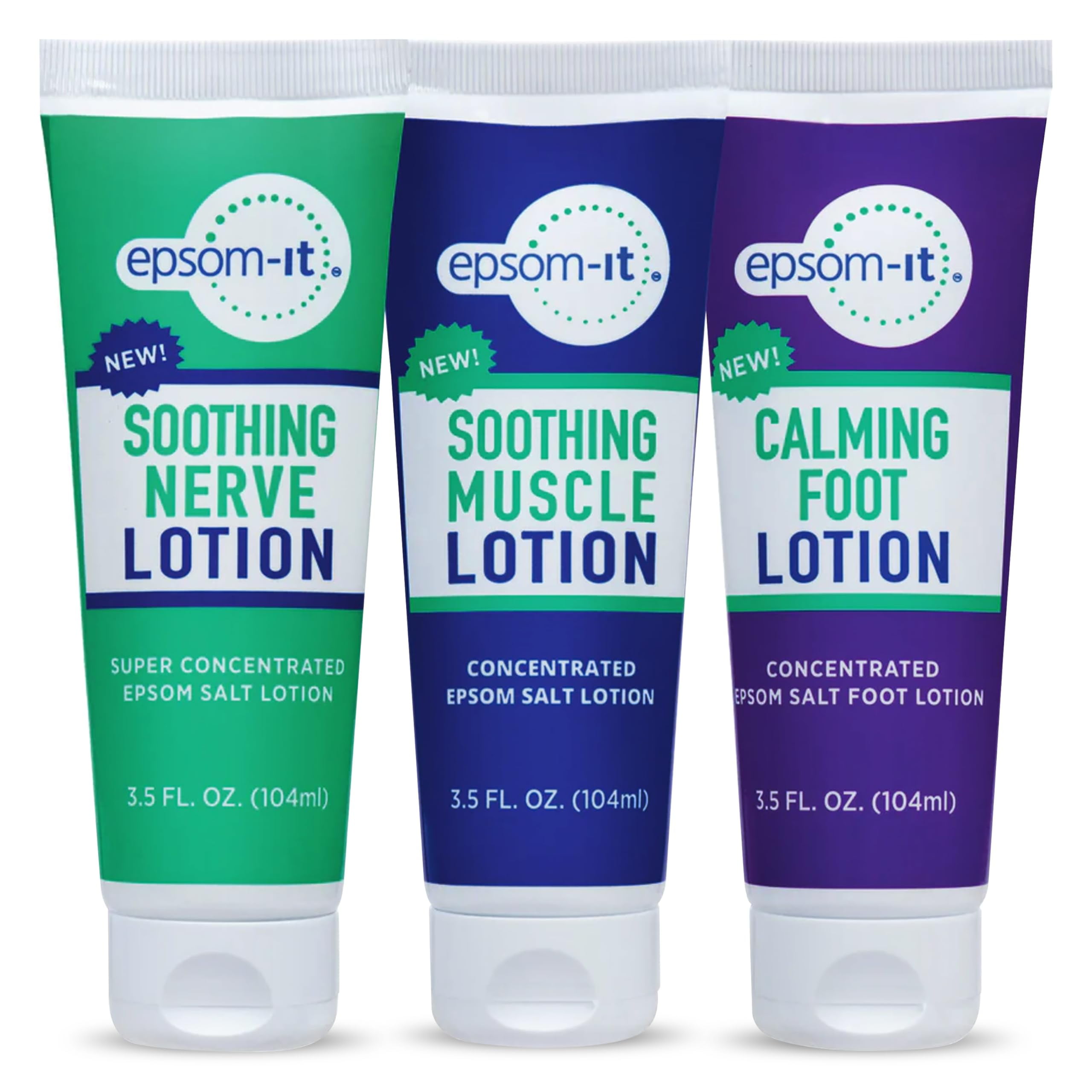 EPSOM-IT Starter Pack: Magnesium Cream for Feet, Ankles, Legs, Back & Neck - Soothing Nerve, Muscle & Calming Foot Rubs for Stiffness & Comfort - Epsom Salt Magnesium Sulfate - 3.5oz, 3-Pack