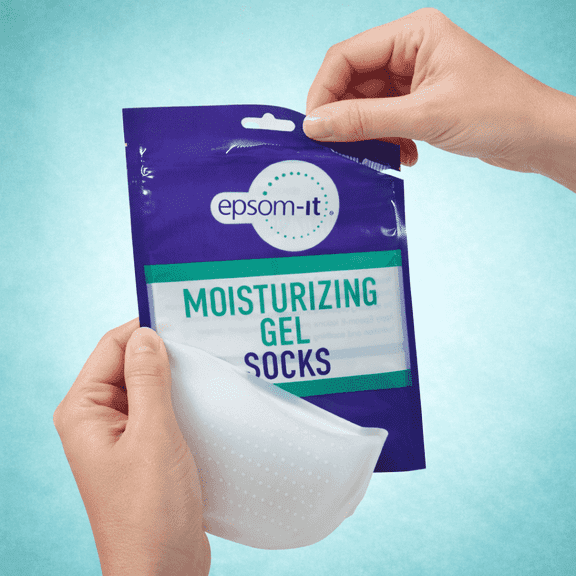 Epsom-It Moisturizing Silicone Gel Socks for Men and Women, Reusable Foot Gel Socks for Dry Cracked Feet, One-Size-Fits-All Design, 1 Pair