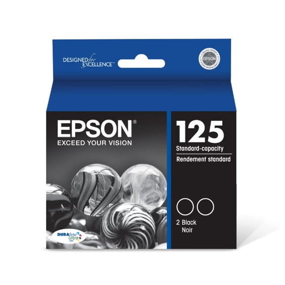 EPSON 125 DURABrite Ultra Ink Standard Capacity Black Dual Cartridge (T125120-D2)  Genuine Epson Ink (Sold without manufacturer warranty)