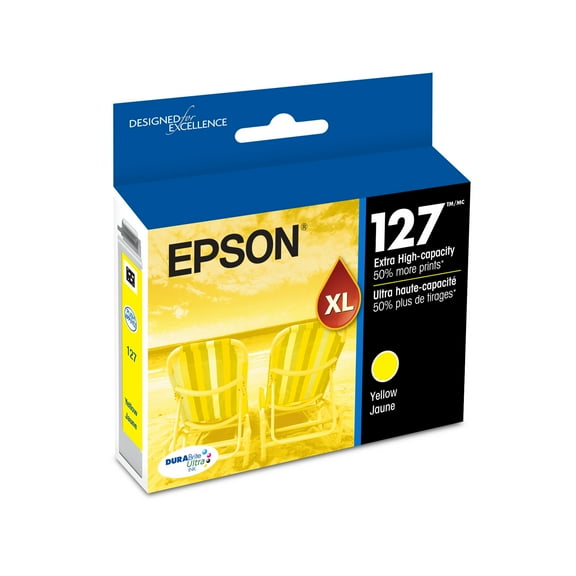 EPSON 127 DURABrite Ultra Ink Yellow Cartridge For NX-530, NX-625, WF-3520, WF-3530, WF-3540, WF-545, WF-60, WF-630, WF-633, WF-635, WF-645, WF-7010, WF-7510, WF-7520, WF-840, WF-845