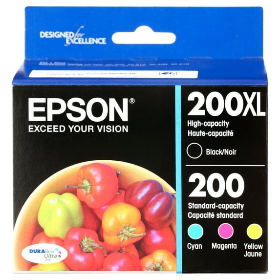 EPSON 200 DURABrite Ultra Ink High Capacity Black & Standard Color Cartridge Combo Pack (T200XL-BCS) Works with WorkForce WF-2520, WF-2530, WF-2540, Expression XP-200, XP-300, XP-310, XP-400, XP-410
