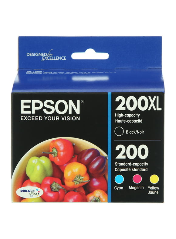 EPSON 200 DURABrite Ultra Ink High Capacity Black & Standard Color Cartridge Combo Pack (T200XL-BCS) Works with WorkForce WF-2520, WF-2530, WF-2540, Expression XP-200, XP-300, XP-310, XP-400, XP-410
