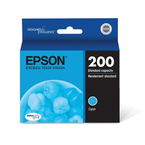 EPSON 200 DURABrite Ultra Ink Standard Capacity Cyan Cartridge (T200220-S) Works with WorkForce WF-2520, WF-2530, WF-2540, Expression XP-200, XP-300, XP-310, XP-400, XP-410