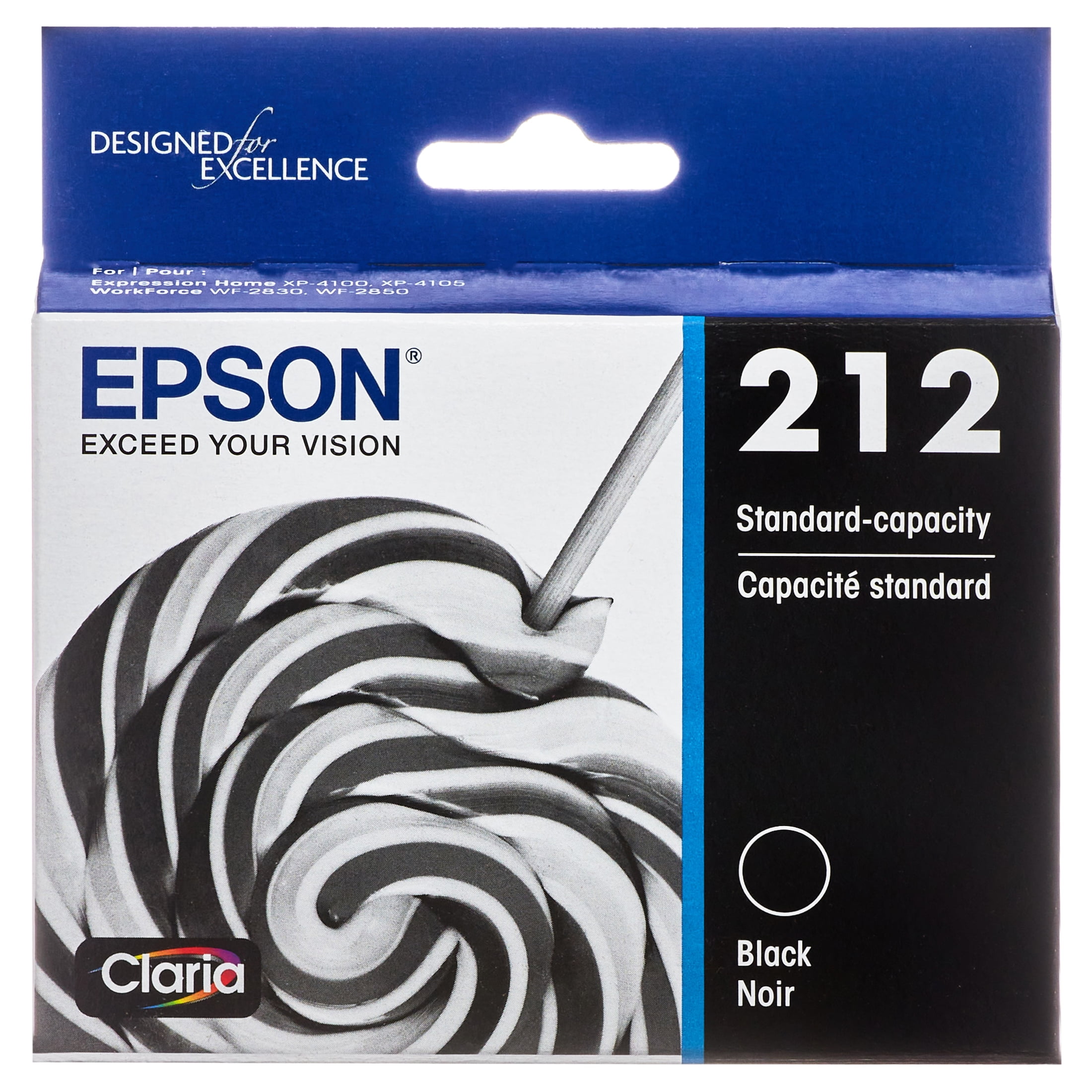 EPSON 212 Claria Ink Standard Capacity Black Cartridge (T212120-S) Works  with WorkForce WF-2830, WF-2850, Expression XP-4100, XP-4105