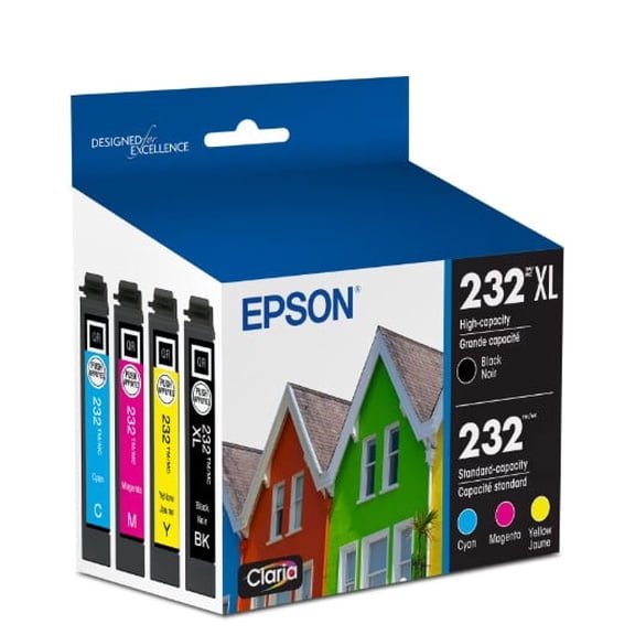 EPSON 232xl/ 232 Claria Ink High Capacity Black & Standard 3- Color Cartridge Combo Pack (T232XL-BCS) (Sold without manufacturer warranty)
