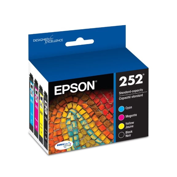 EPSON 252 Standard-Capacity Black/Color Combo Pack Ink Cartridges, Cyan Magenta Yellow Black, Genuine Epson Ink - Sold without manufacturer warranty