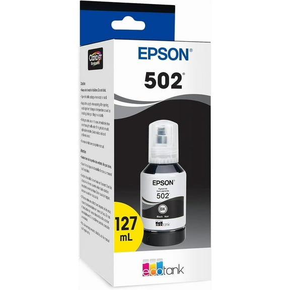 EPSON 502 EcoTank Ink Ultra-high Capacity Black Bottle Works with ET-2850, ET-2980, ET-2988, ET-3850, ET-3930, ET-3950, ET-4850, ET-4950 and other select EcoTank models