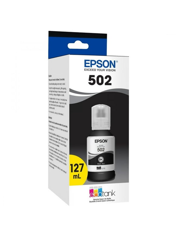 EPSON 502 EcoTank Ink Ultra-high Capacity Bottle Black Works with ET-2750, ET-2760, ET-2850, ET-3750, ET-3760, ET-3850, ET-4850, and other select EcoTank models
