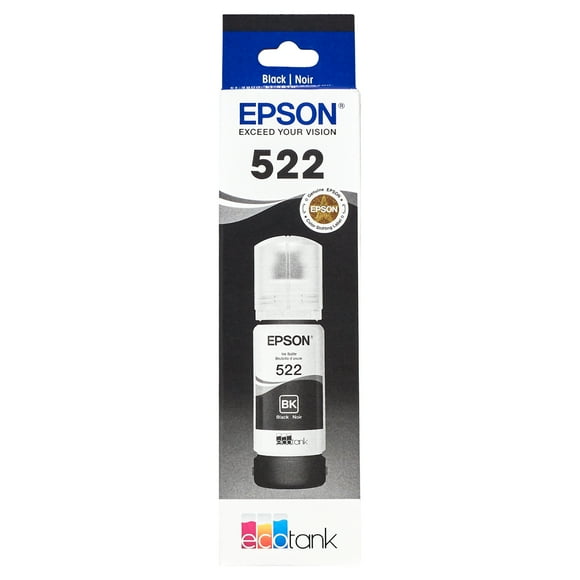 EPSON 522 EcoTank Ink Ultra-high Capacity Bottle Black  (T522120-S) Works with EcoTank ET-2720, ET-2800, ET-2803, ET-2840, ET-4700, ET-4800, ET-4810