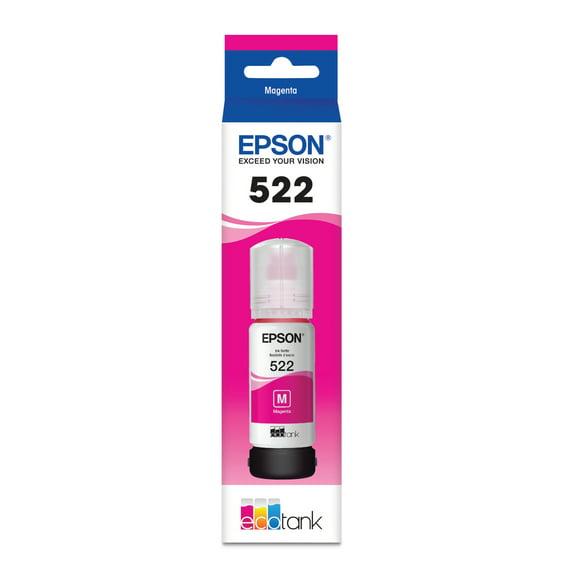 EPSON 522 EcoTank Ink Ultra-high Capacity Bottle Magenta  (T522320-S) Works with EcoTank ET-2720, ET-2800, ET-2803, ET-2840, ET-4700, ET-4800, ET-4810