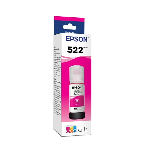 EPSON 522 EcoTank Ink Ultra-high Capacity Bottle Magenta (T522320-S) Works with EcoTank ET-2720, ET-2800, ET-2803, ET-2840, ET-4700, ET-4800, ET-4810