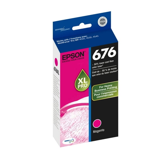 EPSON 676 DURABrite Ultra Ink High Capacity Magenta Cartridge (T676XL320-S) Works with WorkForce Pro WP-4010, WP-4020, WP-4023, WP-4090, WP-4520, WP-4530, WP-4533, WP-4540, WP-4590