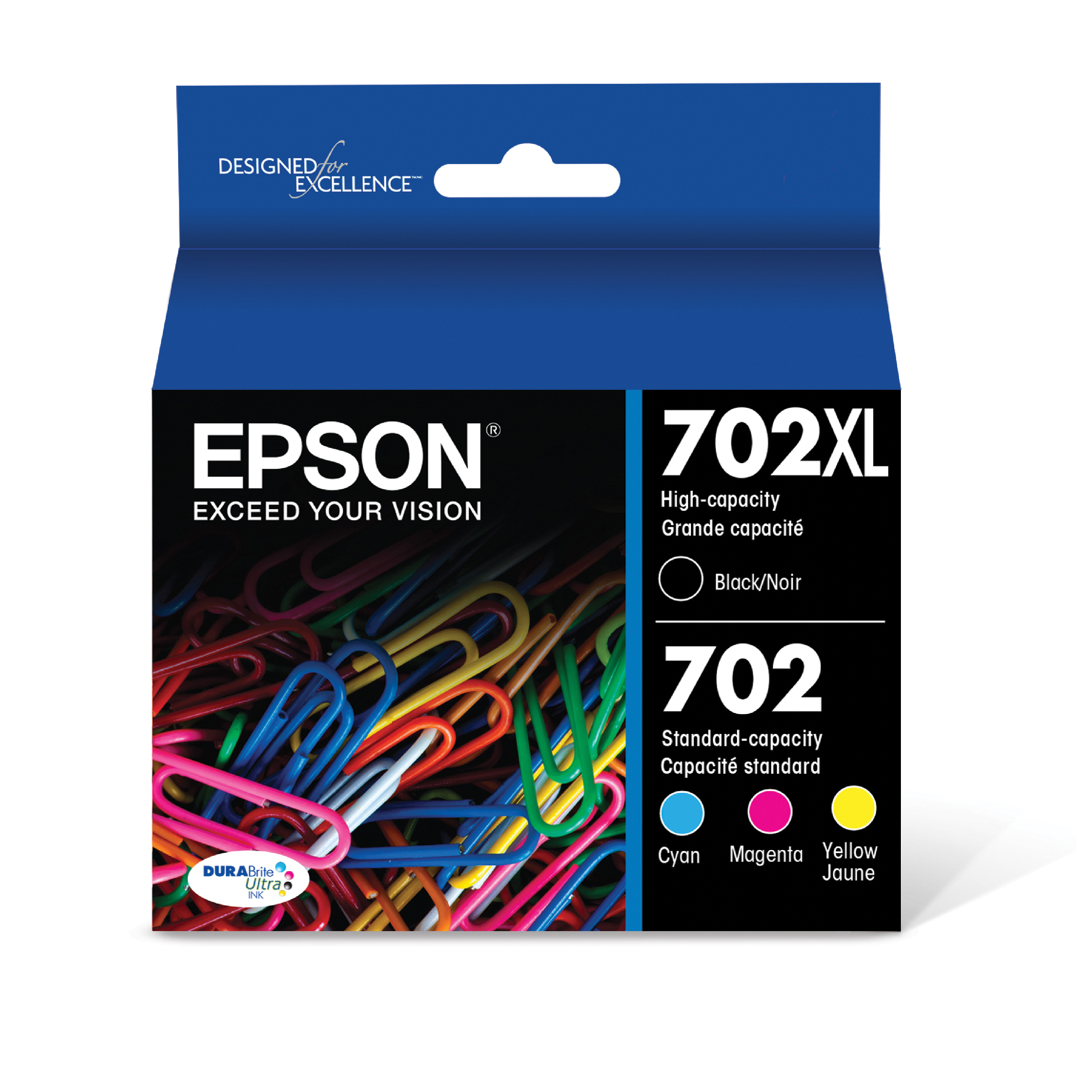 EPSON 702 DURABrite Ultra Ink High Capacity Black & Standard Color Cartridge Combo Pack (T702XL-BCS) Works with WorkForce Pro WF-3720, WF-3730, WF-3733 - image 1 of 5