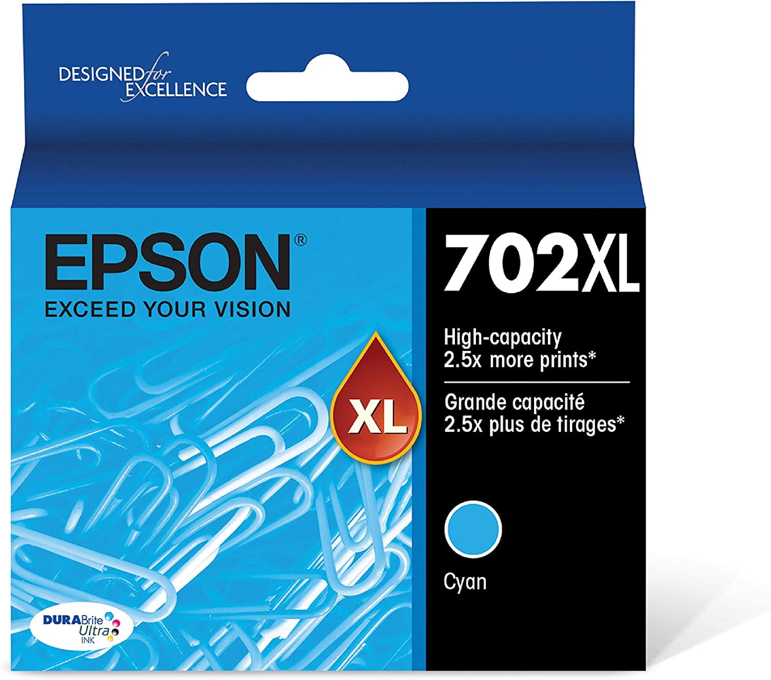 EPSON 702 DURABrite Ultra Ink High Capacity Cyan Cartridge (T702XL220S