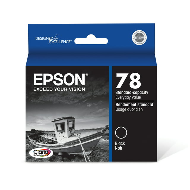 EPSON 78 Claria Hi-Definition Ink Standard Capacity Black Cartridge (T078120-S) Works with Artisan 50, Photo R260, R280, R380, RX580, RX595, RX680