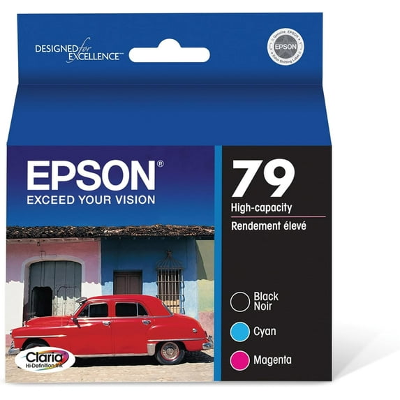 EPSON 79 Claria Hi-Definition Ink Standard Capacity 3 Color Cartridge Combo Pack (T079920-S) Works with Artisan 1430, Stylus Photo 1400