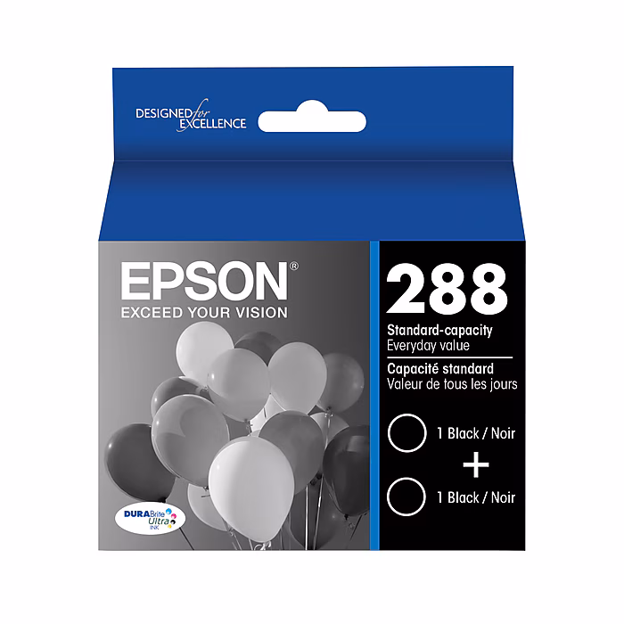 EPSON Genuine Durabrite T288120-D2 (2x) 288 standard-capacity Black inks - No Manufacturer Warranty