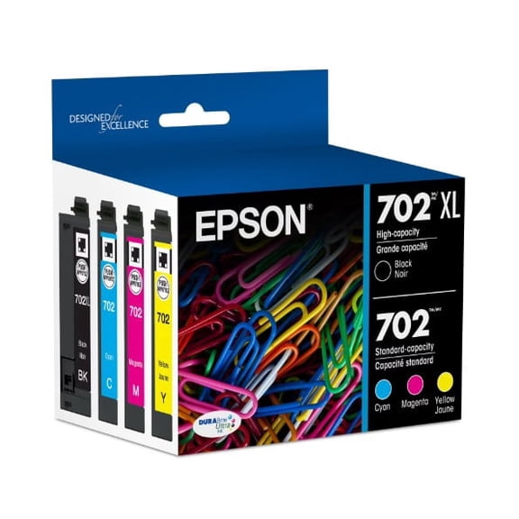 EPSON T702x-BCS 702xl Genuine Ink High Capacity Black & Standard 3-Color Cartridge Combo Pack  -No manufacturer warranty