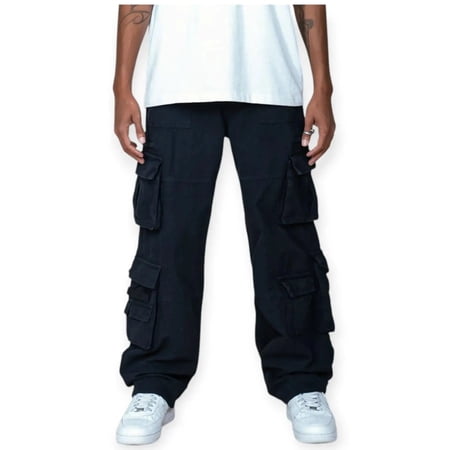 EPTM Men Canvas Cargo Stacked Pants (Black)
