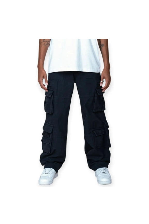 EPTM Men Canvas Cargo Stacked Pants (Black)