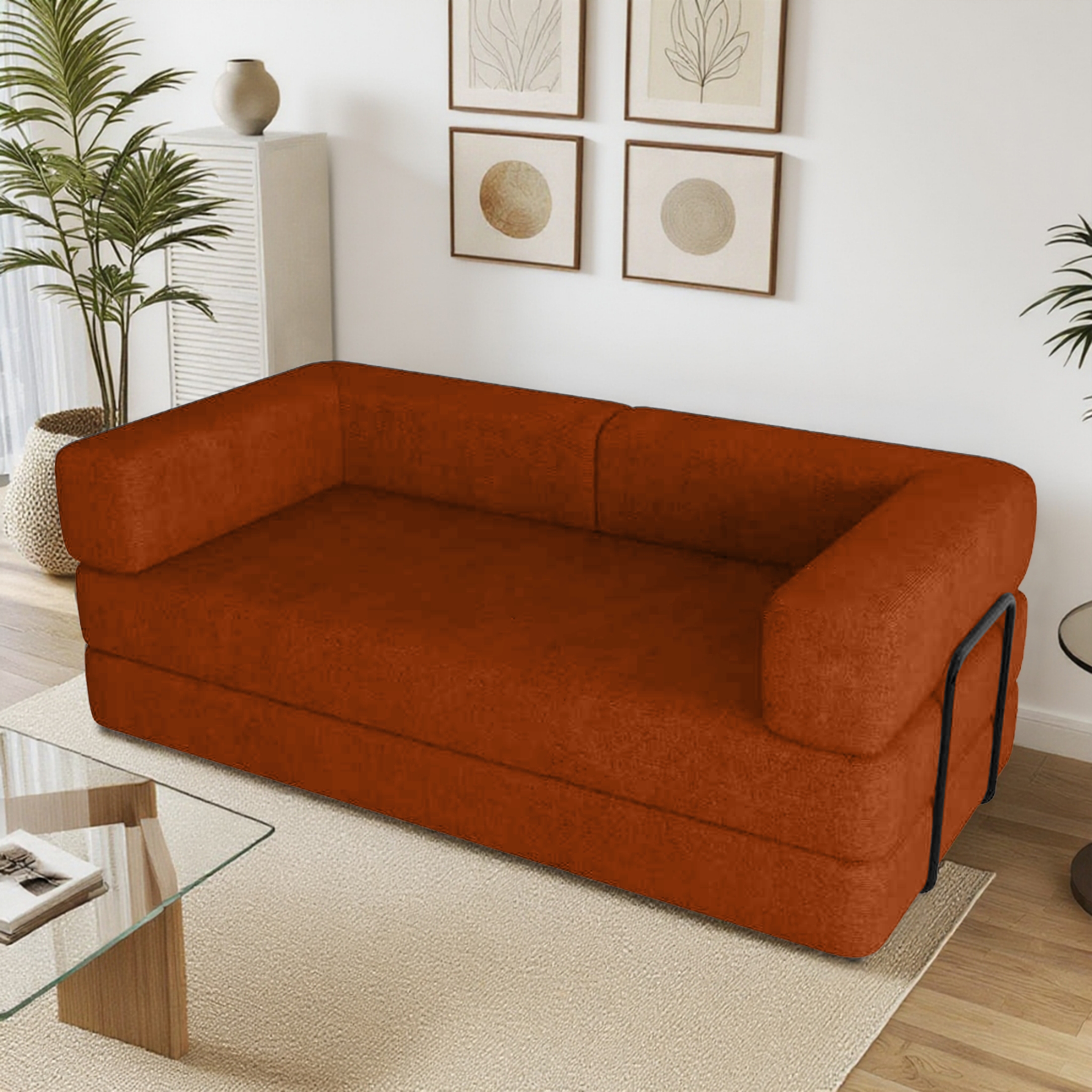 EPWOP Convertible Sleeper Sofa Bed with Pillows for Small Spaces, King Size, Orange