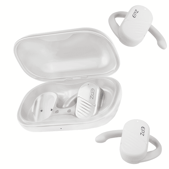 EPZ Bone Conduction Wireless Earbuds Headphones, Open Sweat Resistant Ultralight Sports Headphones for Running, Cycling, Driving, Gym.(White)