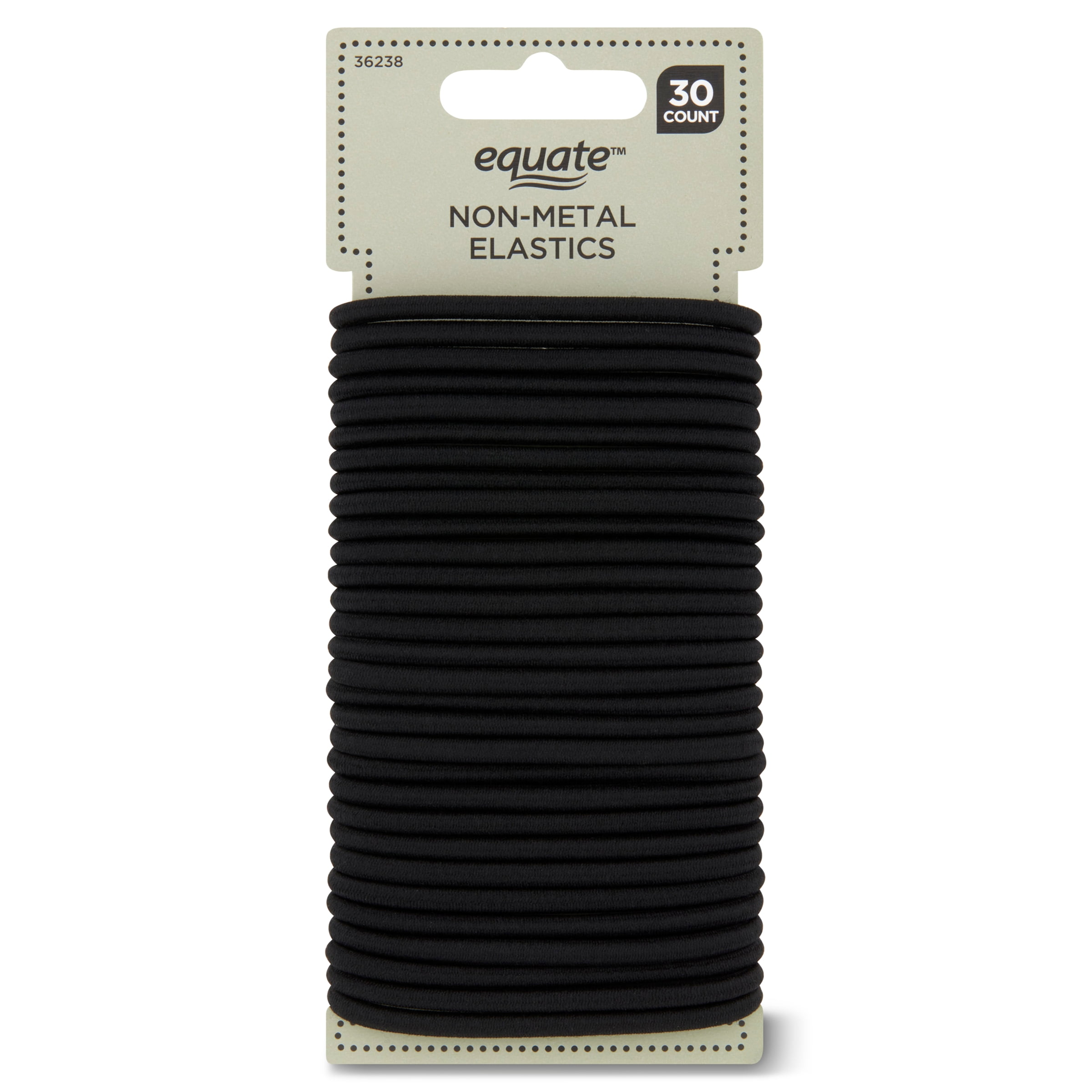 Equate Non-Metal Elastics, Black, 30 Count