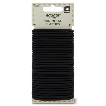 EQUATE STRONG & FLEXIBLE NON-METAL HAIR TIE ELASTICS, BLACK, 30 COUNT