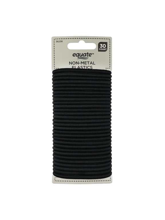 Elastic Hair Ties, Non-Metal Strong & Flexible Design for Daily Hairstyling, Black, 30 Count