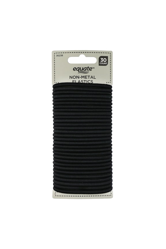 Elastic Hair Ties, Non-Metal Strong & Flexible Design for Daily Hairstyling, Black, 30 Count