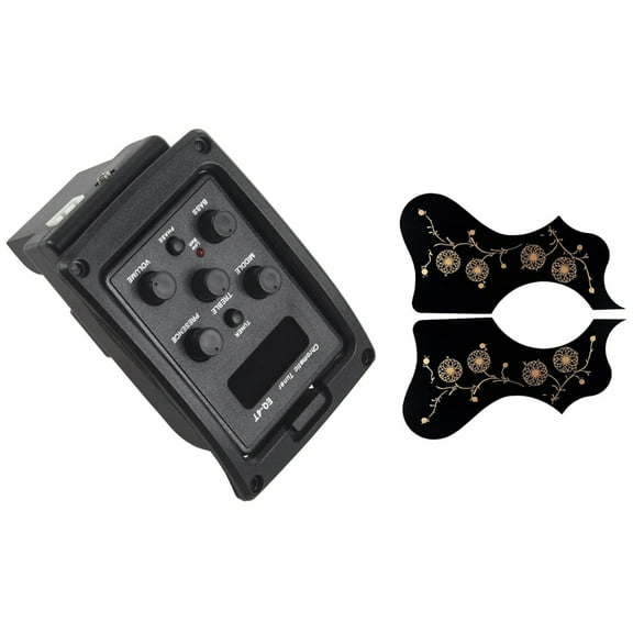 EQ-4T 4 Band Pickup EQ Preamp with Tuner for Acoustic Guitar with 2Pack 41in Acoustic Guitar Pick Guard Left/Right Hand