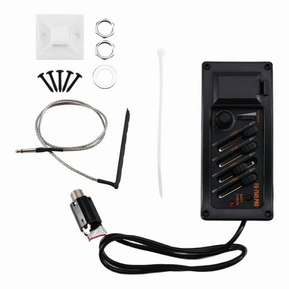 EQ-7545PRO Acoutic Guitar EQ Piezo Pickup Pre-Amp 4 Band Acoustic Guitar Piezo Pickup,1 * EQ-7545PRO Acoutic Guitar EQ Piezo Pickup,Black