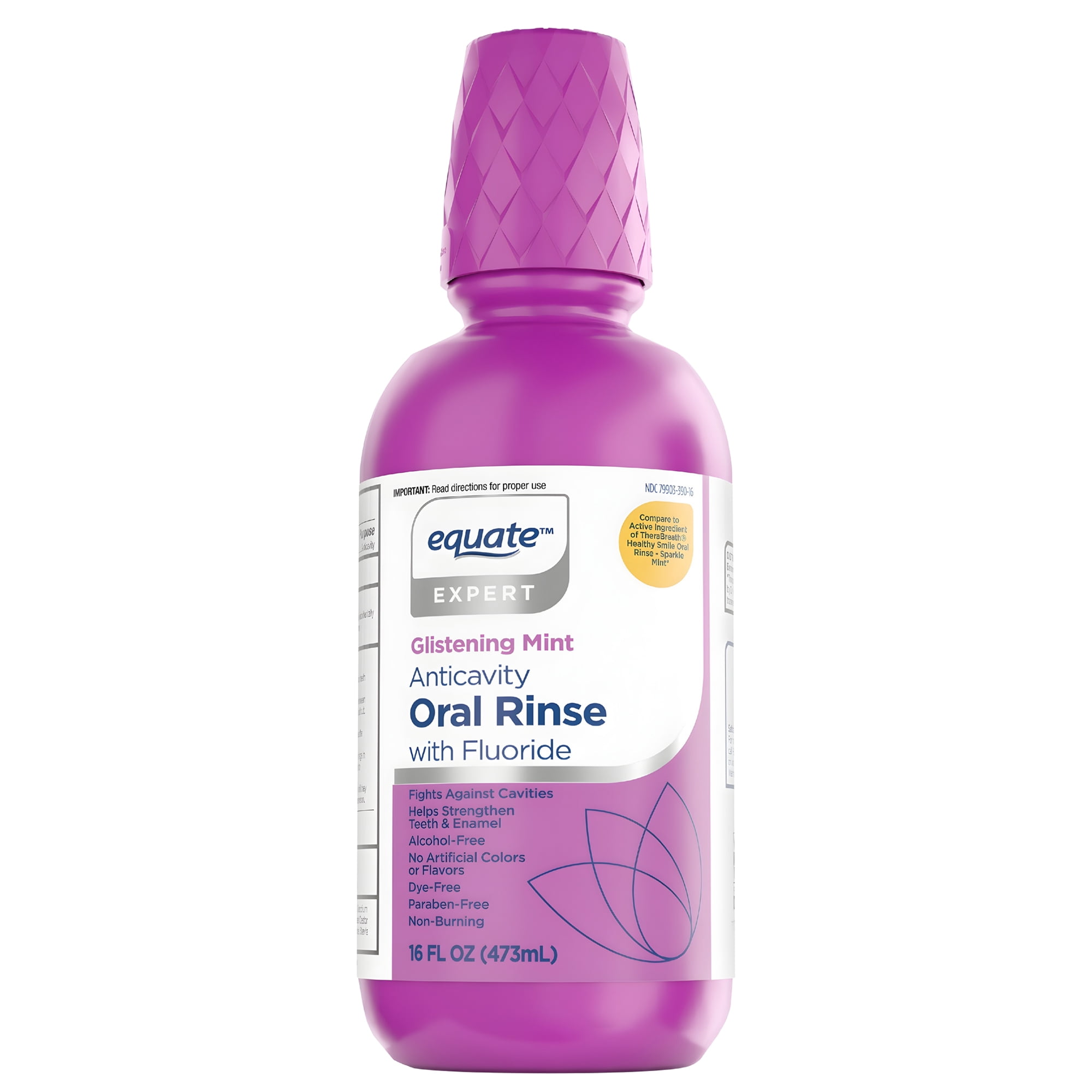 Equate Anticavity Oral Rinse Mouthwash, Glistening Mint, 16 fl oz