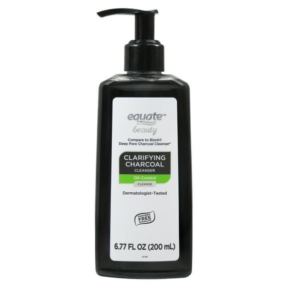 Equate Beauty Clarifying Charcoal Cleanser for Oily Skin & All Skin Types, Compare to Biore Oil Control Cleanser, 6.7 fl oz