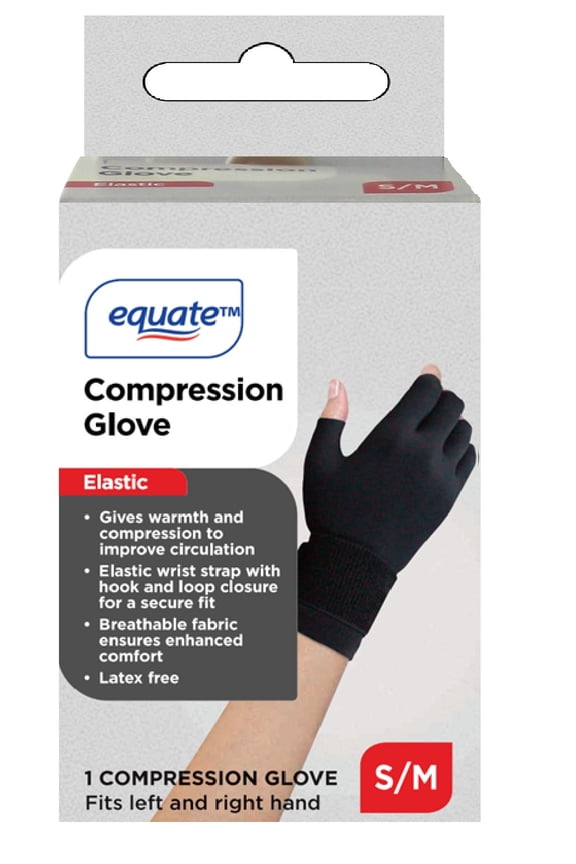 Gentle Compression Gloves, Black, Small/Medium, 1 Count