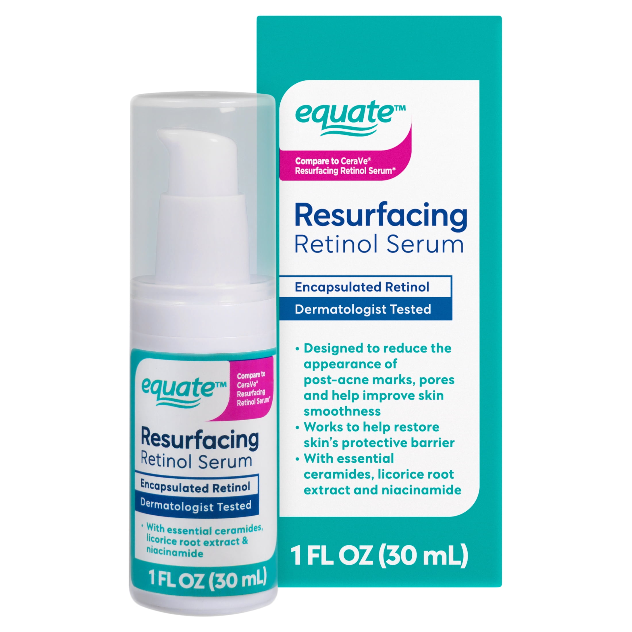 Equate Resurfacing Retinol Face Serum with Ceramides, 1 fl oz (30 mL)