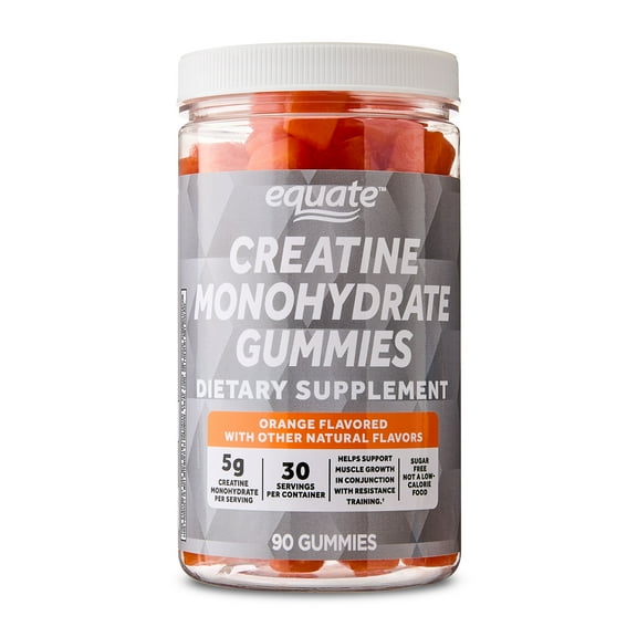 Equate Creatine Monohydrate Dietary Supplement Gummies, Orange Flavor, 90 Count