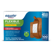 Equate Antibacterial Flexible Fabric Bandages, Coconut, 100 Count