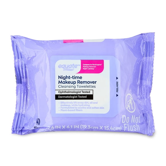 Equate Night-time Makeup Remover Cleansing Towelettes, 40 Count