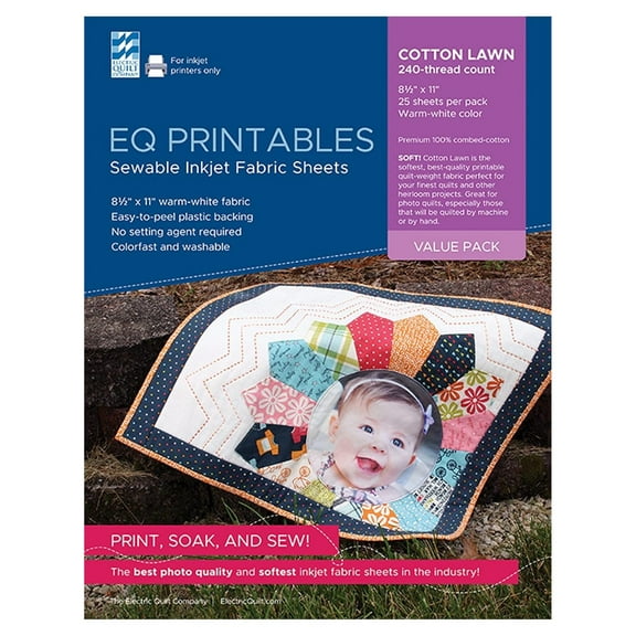 EQ Printables: 25 Inkjet Cotton Lawn Fabric Sheets