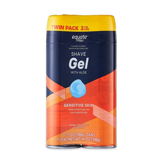 Equate Sensitive Skin Shave Gel with Aloe, Twin Pack, 7 oz, 2 Count